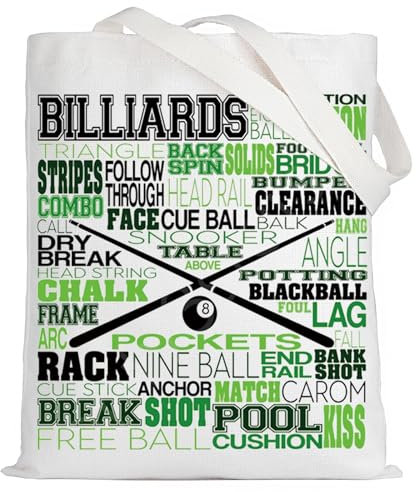 LEVLO Billards Canvas-Tragetasche, Geschenk für Billardspieler, Pool, Billard, Schultertasche für Billard-Liebhaber, Billard-Tragetasche, Large