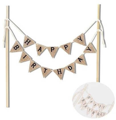 Moonoubeans 1 Pack Birthday Cake Topper Cake Bunting Flag Birthday Party Decoration Cake Topper Bunting Party Bunting Flag for Boys and Girl Birthday Party Supplies