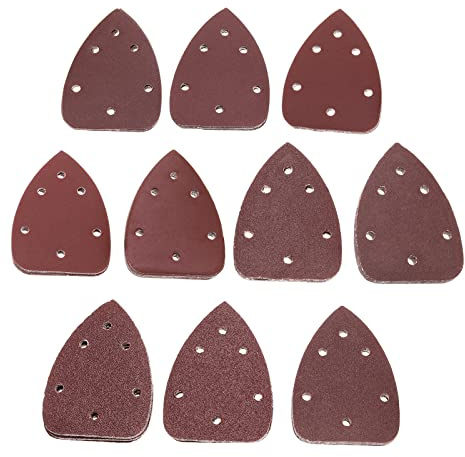 YINETTECH 80x Ponceuse de Précision à Souris Tampons de Ponceuse Souris de Paume Papier de Verre 140x98mm 6 trous Crochet et Boucle Papier de Verre Triangle 40/60/80/100/120/180/800 Grain