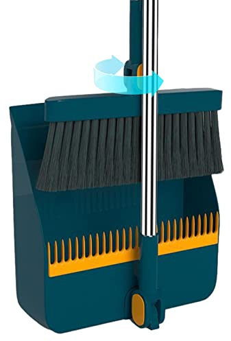 Lecerrot Set di scope e paletta, paletta verticale, girevole a 180° , scopa e paletta, con pettine per casa, cucina, ufficio, lobby