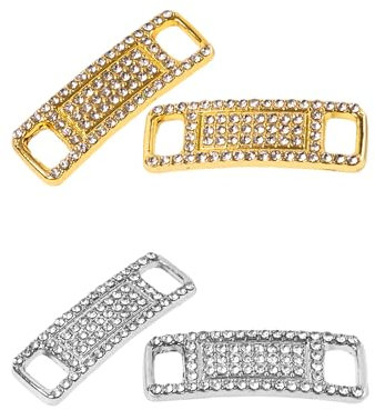 4 Hebillas de Metal para Cordones, Etiquetas Con Diamantes Completos, Decoración para Zapatillas y Colgantes, Accesorios para Zapatos Casuales