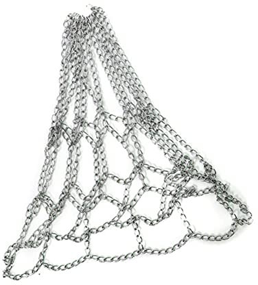 TsoLay Sport Kette Basketball Netz Draussen 12 Schlaufen Standard Schwer Last Basketball Netz,Silber