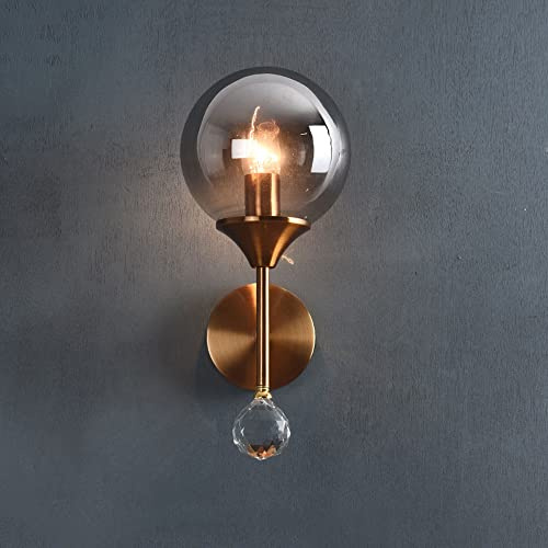 Lámpara de pared creativa retro de metal E14 1 luz con pantalla de vidrio transparente Linterna de pared Dormitorio Sala de estar TV Fondo Decoración de pared Lámpara de pared Aparato de