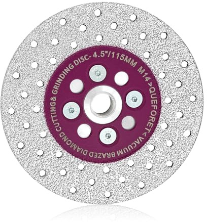QUEFORET Diamond Cutting Grinding Disc 115mm - Saw Blade for Cutting and Polishing Granite Marble Concrete Porcelain Tile, M14 Flange