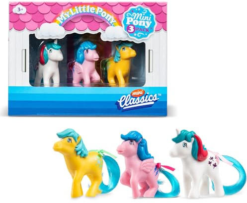Basic Fun My Little Pony Mini Classics, 2 Collectible Action Figures Toy Set, MLP Generation 1 Series, for Girls Ages 4+, Iconic Pony Toys for Kids