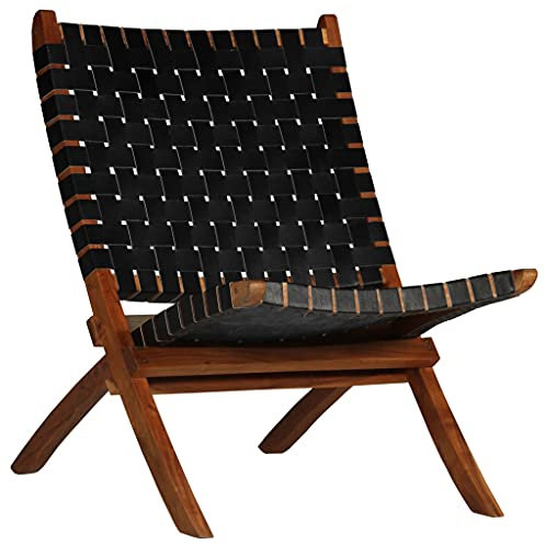 ShGaxin Relaxstuhl Klappbar Geflochten Schwarz Echtleder, Kinosessel, Ohrensessel, Heimkino Sofa, Schlafsessel, Relax Sessel, Tv Möbel, Seniorensessel