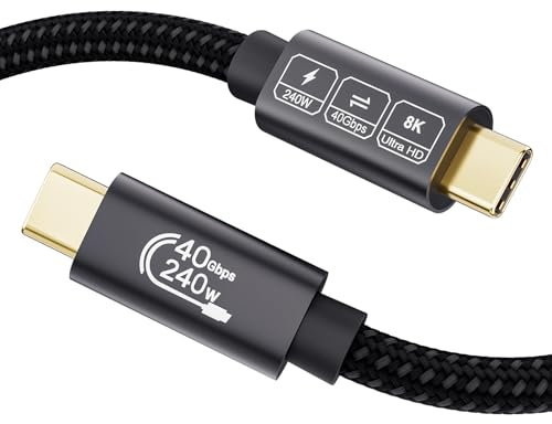 EUDOBEL USB 4 Kabel mit Thunderbolt 4 Kabel 1m,40 Gbps Datenkabel,Schnellladung 240W 48V/5A,8K@60Hz 4K@144Hz USB C Video Kabel für USB C Monitor,eGPU,iPhone16,iPhone15, MacBook,PSSD,iPad,Switch