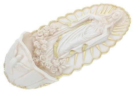 Ciieeo Bénitier Mural Catholique en Résine Guadalupe 25cm, Fontaine d'eau Bénite Décorative pour Entrée Familiale Et Église, Décoration Murale Suspendue Symbolique