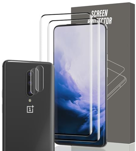 Gelaasso 2+2 Piezas Protector de Pantalla para Oneplus 7 Pro Cristal Templado y Protector de cámara, 9H Anti-Rayaduras, Transparente HD Cristal Templado para Oneplus 7 Pro