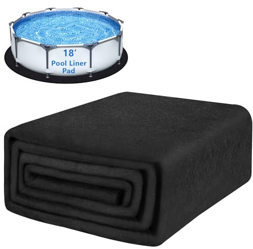 LCHUANG 18-Foot Pool Liner Pad for Above Ground Swimming Pools, 2mm Extra-Thick Black Fabric Pool Mat, Pool Protection Pad, Prevents Punctures, Weed Barrier | Extends Life of The Liner (18' Round)