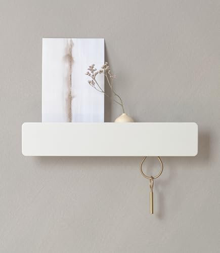Kazai. Schlüsselbrett 'Kian' | Minimalistisches Schlüsselhaken-Design aus Berlin | Moderner Schlüsselhalter mit Ablage aus Metall | Schlüsselregal als Flur Möbel für die Wand | Weiß