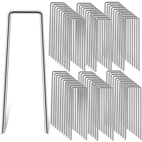 60 Stück Heringe erdnägel stabil, Erdanker verzinkt, heringe Camping, 150mm x 40mm,Ø3 mm,rostfreie Bodenanker für Gartenvlies, Zaun & Zelt, Erdnägel Heringe zur Befestigung von Unkrautvlies