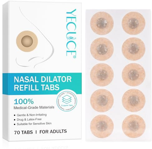 Cerotti Nasali Magnetici,Cerotti Nasali Antirussamento,cerotto nasale,Migliora la Respirazione e Sonno,Adatto per pelli sensibili,Traspirante,Resistente al sudore,70 Pezzi