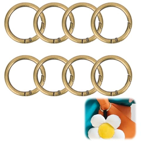 Karabiner Rund, 41mm in antikem Messing 8PCS Springringe für Schlüsselanhänger Taschen Zubehör Handwerksbedarf Hochwertige Karabinerhaken für DIY Projekte und Basteln