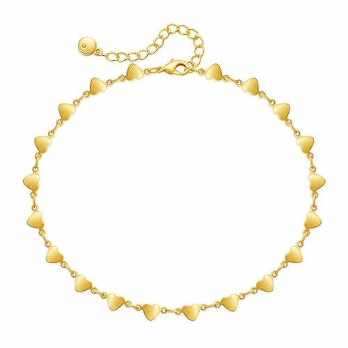 Loutade Fußkettchen für Damen, 22-29cm Verstellbar Gold Fussketten für Frauen, Sommer Barfuß Strand Goldene Fußkette am Fußgelenk, Sommer Strand Fusskette Armband Fußschmuck Geschenk für Mama/Mädchen