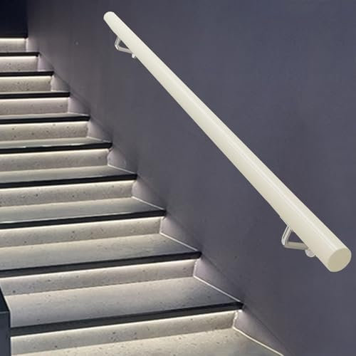 Kit di supporto per ringhiera per scale in legno massello, per interni, disponibile in lunghezze da 1 m a 3,6 m, finitura bianca