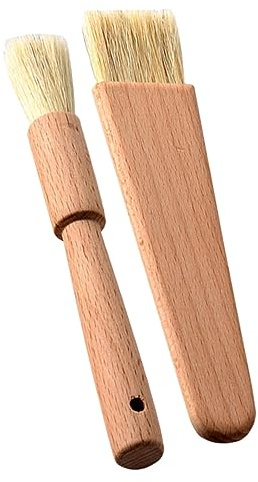 UKCOCO 2piezas Pinceles De Cocina Para Hornear Aceite Repostería Utensilios Para Hornear Pan Color Redondos y Planos Cerdas De Jabalí Herramienta De Pastelería