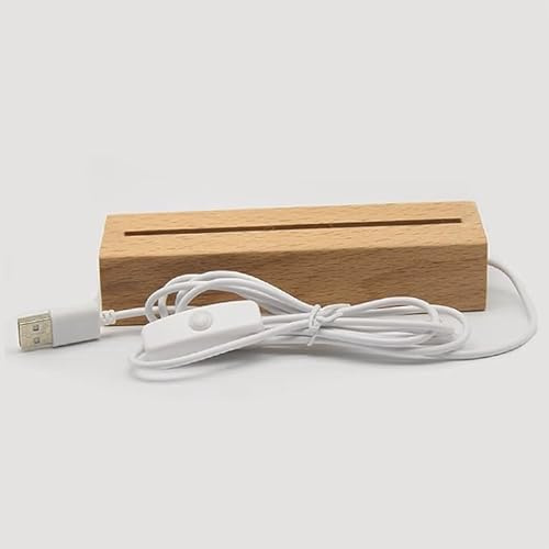 PB TECH LED Light Base for Acrylic Plaque – Wooden Base with Warm Glow – Replacement Stand for Custom Spotify Plaque (Wooden Base with 7 Color Light)