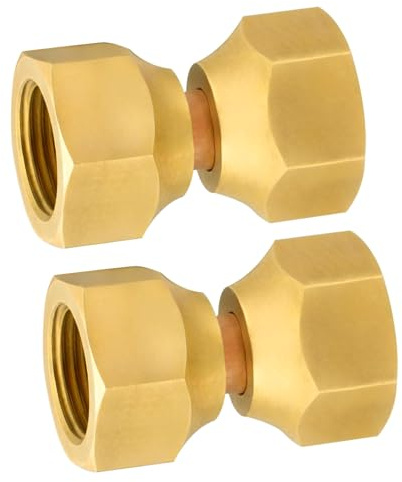 Confezione da 2 raccordi girevoli in ottone da 3/8, resistenti all'erosione, adattatori per sistemi idraulici, giunti in ottone resistenti