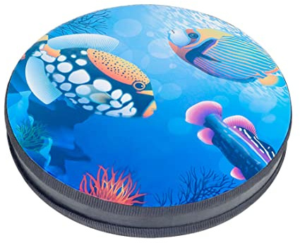 Tambour de mer, Tambour à Main, Vague d'océan, Jouet à Percussion avec Patton de Poisson pour Enfants, bébé, Bleu, 13 Pouces