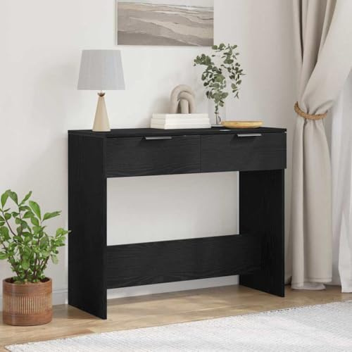 QZZCED Tavolo Consolle in legno di ingegneria con cassetti, mobile per corridoio stretto per stoccaggio e decorazione, finitura strutturata moderna, maniglie per bordi minimalisti