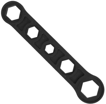 Angoily Radiator Stepped Spanner with External Hexagon Wrench for Valve and Lug Adjustment, Black Radiator Valve Ratchet Wrench Tool for Bleeding Heating Vents and Plumbing Maintenance