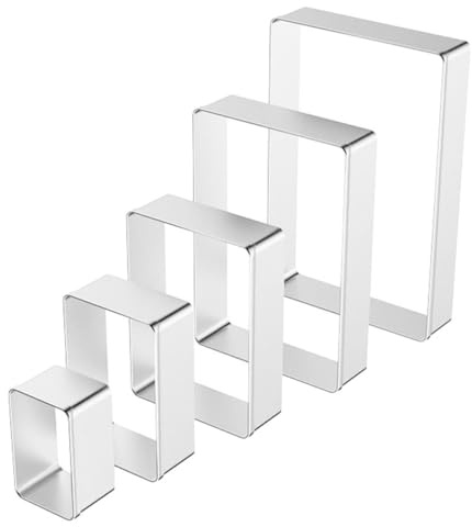 Toyvian Tagliabiscotti Rettangolari in Acciaio Inox Set da 5 Pezzi 5 Dimensioni Diverse per Biscotti e Torte in Cucina e Panetteria