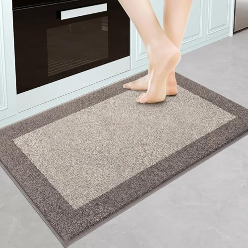 DOMUSTEX küchenteppich 60 x 90 cm, Schmutzfangmatte Innen, Waschbar Teppich, Eingangsteppich, rutschfeste Fussmatte für Hund, Badezimmer, Flur