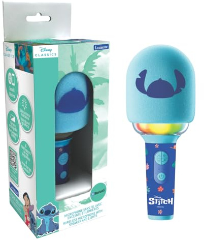 Lexibook, Stitch Micro Karaoké, MIC280DLXB | 4 Modificateurs vocaux, lumières multicolores, Batterie rechargeable