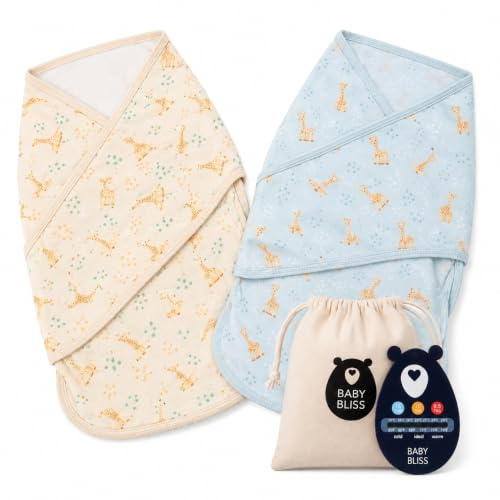 BlissSnug sovsäck set – 2-pack med gratis termometer, perfekt för mysig barnsömn (Sophie la Girafe – Ciel)