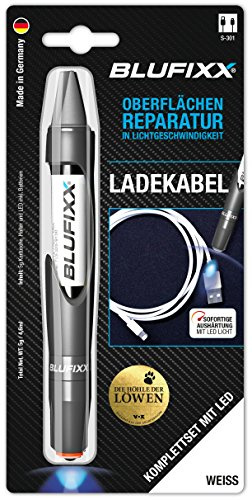 BLUFIXX Spezialset Ladekabel Weiß | Handykabel Reparaturstift | Oberflächenreparatur | mit Lichtgeschwindigkeit Reparieren