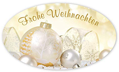Weihnachtsaufkleber oval Frohe Weihnachten Kugeln 60 x 35 mm 100er Rolle