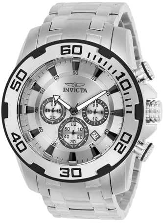 INVICTA Pro Diver – Scuba 22317 Herrenuhr – wasserdicht – Analog – Quarzuhrwerk – Edelstahl mit silberfarbenem Zifferblatt – 50 mm