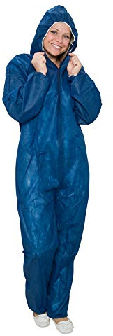 Einweg Overall Größe 3XL in Blau | 10 Stück | Einweganzug Blau mit Kapuze | Reißverschluss & elastischer Baumwollbund| Ideal für leichte Malerarbeiten, Reinigungsarbeiten, Karneval uvm. | latexfrei