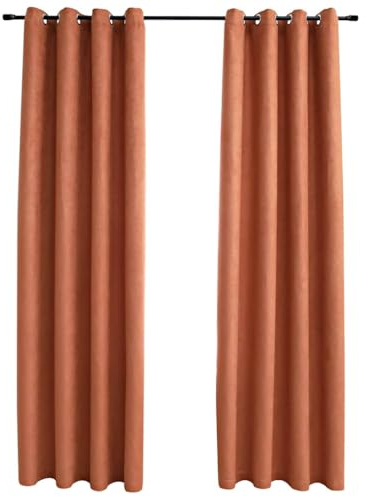 vidaXL 2X Vorhang Verdunkelung mit Metallösen Verdunkelungsvorhang Kräuselband Ösen Schlaufe Thermo Gardine Blickdicht Rostbraun 140x225cm