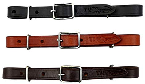 Thor Equine Western Kinnriemen für Pferde verhindert EIN Verrutschen des Gebisses Curb Strap aus 100% weichem Rindsleder mit silbernem Verschluss einstellbar von 15cm - 21cm (Braun)