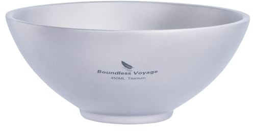 iBasingo Tazón de Camping Utensilios de Titanio de Doble Pared para Exteriores Utensilios de Cocina Ultraligeros Vajilla Portátil para Senderismo Picnic Inicio Usado Mochilero Trekking Viajes 450ml
