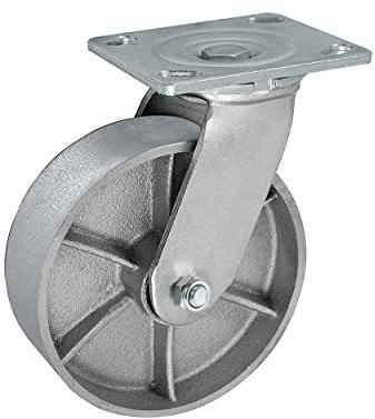 Robuste Stahl-Gusseisen-Rad, 15,2 x 5,1 cm, drehbare Oberplatte, Lenkrolle, Bockrolle, Rolle mit Rollenlager, hohe Tragkraft bis zu 567 kg (1 Drehgelenk, 15,2 cm Rad)