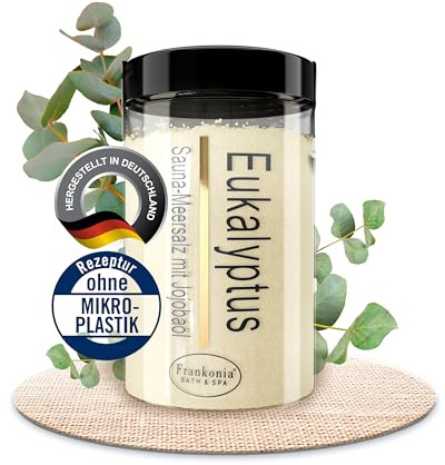Frankonia BATH & SPA Sauna Salz Peeling Eukalyptus – 400 g Meersalz-Körperpeeling mit Jojobaöl & Vitamin E – Dusch- & Body Scrub für alle Hauttypen – Vegan & ohne Parabene – ohne Microplastik