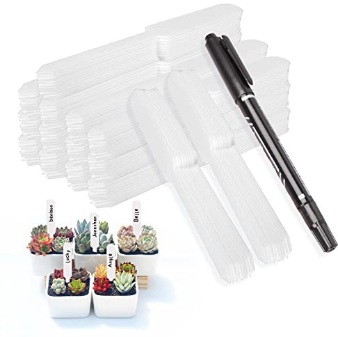 Mizijia Pflanzenschilder,Plastik Pflanzenstecker zum Beschriften,Pflanzschilder für Draussen wetterfest Beschriften Wiederverwendbares Garten Erde Etiketten(Weiß 150X)