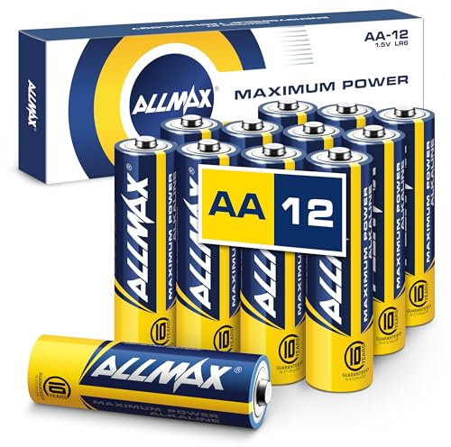 Allmax AA Mignon (LR6) Maximum Power Alkaline Doppel-A-Batterien (12 Stück) – Ultra-Langlebigkeit, auslaufsicheres Design, 10 Jahre Haltbarkeit, maximale Leistung (1,5 V)