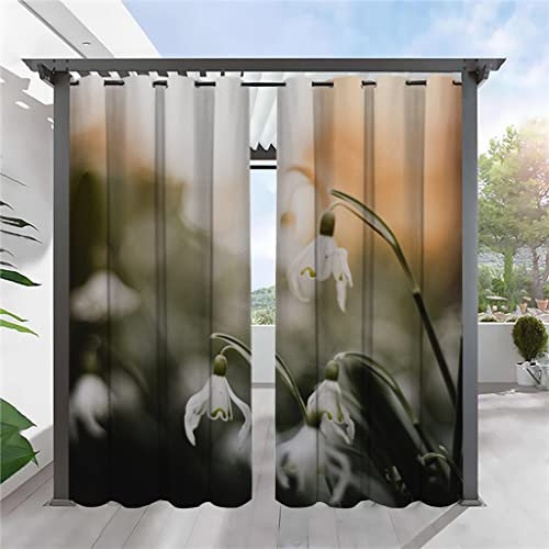 Linfye Mise à Niveau Rideaux D'extérieur, Jacinthe des Bois 3D Printed Rideau Occultant Isolant Thermiques pour Pergola, Rideau Exterieur Imperméable pour Cabanon Jardin,2 Panneau 132x240