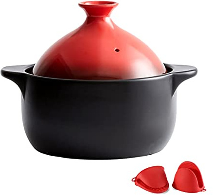 YLWX Handgefertigter Tajine -Topf Marokkaner, Tagine Marokko, Einfacher Tontopf Zum Kochen, Keramik Kochgeschirr Für Gaskocher (Color : Rot, Size : M)