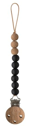mushie 100% Silicone Baby Pacifier Clip BPA Free | Eva (Black)