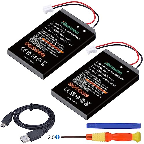 Hisewen LIP1359/LIP1472/LIP1859 Lot de 2 Batteries de Rechange pour Manette PS3 Dualshock 3 CECHZC2E CECHZC2U SIXAXIS CECHZC1E CECHZC1H CECHZC1J CECHZC1U