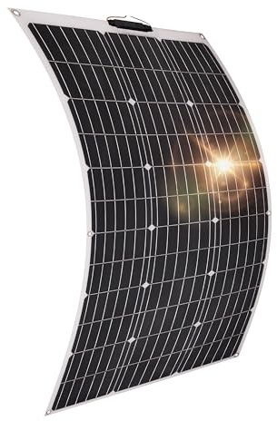Panel solar flexible de 100W de Technaxx - Fácil instalación e ideal para acampadas, caravanas, barcos, gazebos, balcones, etc. - Panel solar monocristalino TX-208