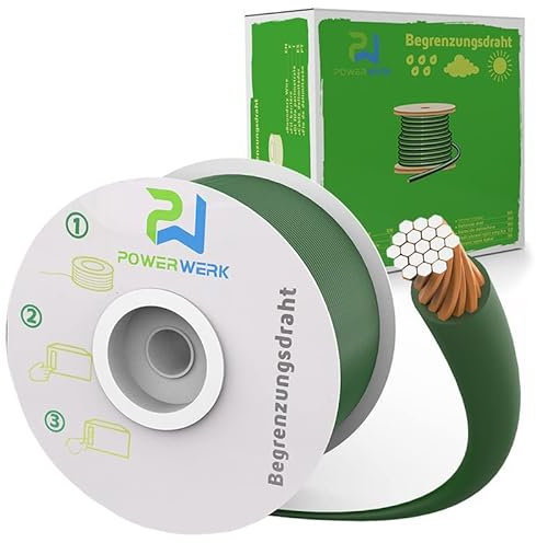 PowerWERK® 250m Begrenzungskabel für Mähroboter Rasenmäher Rasenroboter Zubehör SET Begrenzungsdraht für Suchkabel - kompatibel mit GARDENA/BOSCH/HUSQVARNA/WORX/HONDA/ROBOMOW uvm.