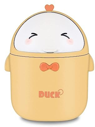 TOGHPUW TischmüLleimer Mit Deckel, MüLleimer BüRo Cute, Cartoon Table Trash Bin, Kleine Aufbewahrungsbox FüR Arbeitstische, BüRos, Kinderzimmer, Badezimmer (yellow)