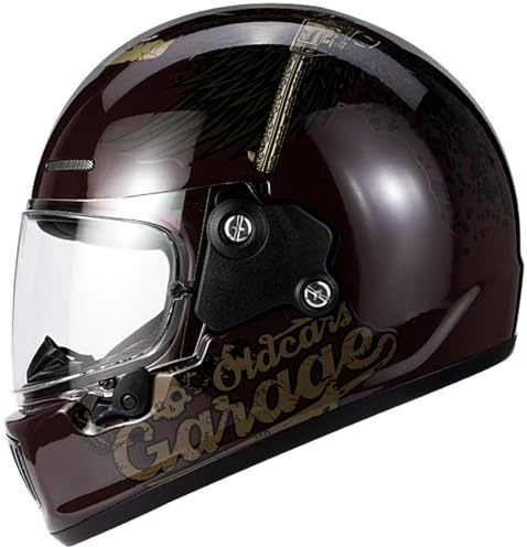 Casco Integrale da Moto Caschi Jet Vintage con Visierino Parasole ECE/DOT Omologato Casco da Scooter Casco da Ciclomotore Casco da Motocross per Uomini E Donne Adulti E,M=57-58CM
