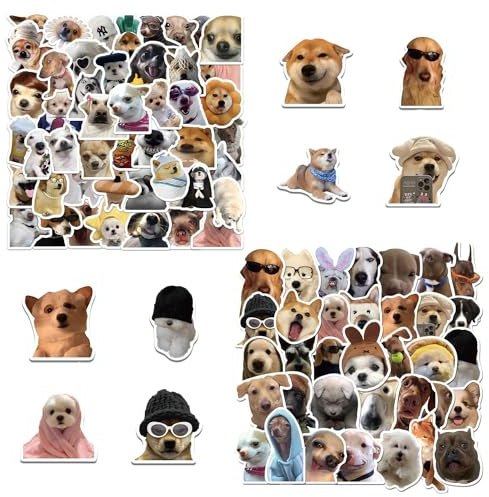 JTMKYO 110 Blatt realistische wasserfeste Selbstklebende Hundeaufkleber, wasserfeste Selbstklebende Aufkleber, stilvolles Aufkleberset, Tieraufkleber für Laptops, Gepäck und Scrapbooking.